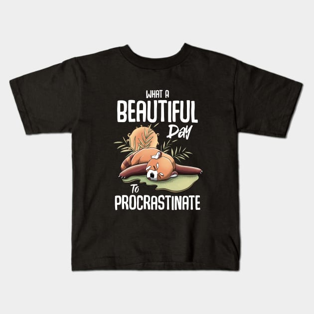 Procrastinator Day Red Panda Kids T-Shirt by MerchBeastStudio